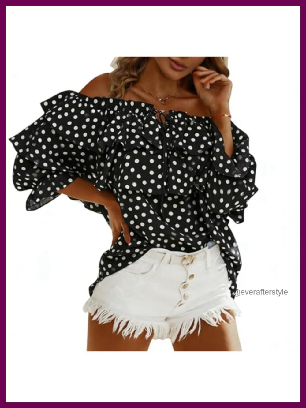 Off Shoulder Ruffle Blouse Dressy Casual Chiffon Top